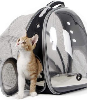Back Expandable Cat Backpack Carrier, Fit up to 12 lbs, Space Capsule Bubble Window Pet Carrier Backpack to Carry and Transport Cat Bunny Small Puppy