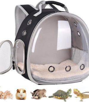 Portable Small Animal Backpack Travel Breathable Pet Carrier Bag Cages for Guinea Pig, Rabbit, Bearded Dragon, Squirrel, Tortoise, Bird, Lizard, Sugar Glider
