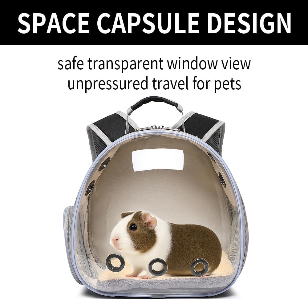 Bunny Carrier, Guinea Pig Carrier,Small Animal Carrier Backpack for Rabbit,Bearded Dragon, Lizard,Hamster,Kitten. Breathable Pet Travel Cage Bag Perfect for Vet Visits & Outdoor Adventures (Black) - Image 2