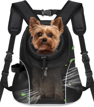 Pet Dog Carrier Backpack Small Dog Front Backpack Ventilated Mesh Dog Travel Back Pack with Safety Belt for Travel Hiking Cycling Outdoor Use (S (2-4.5 lbs), Black)