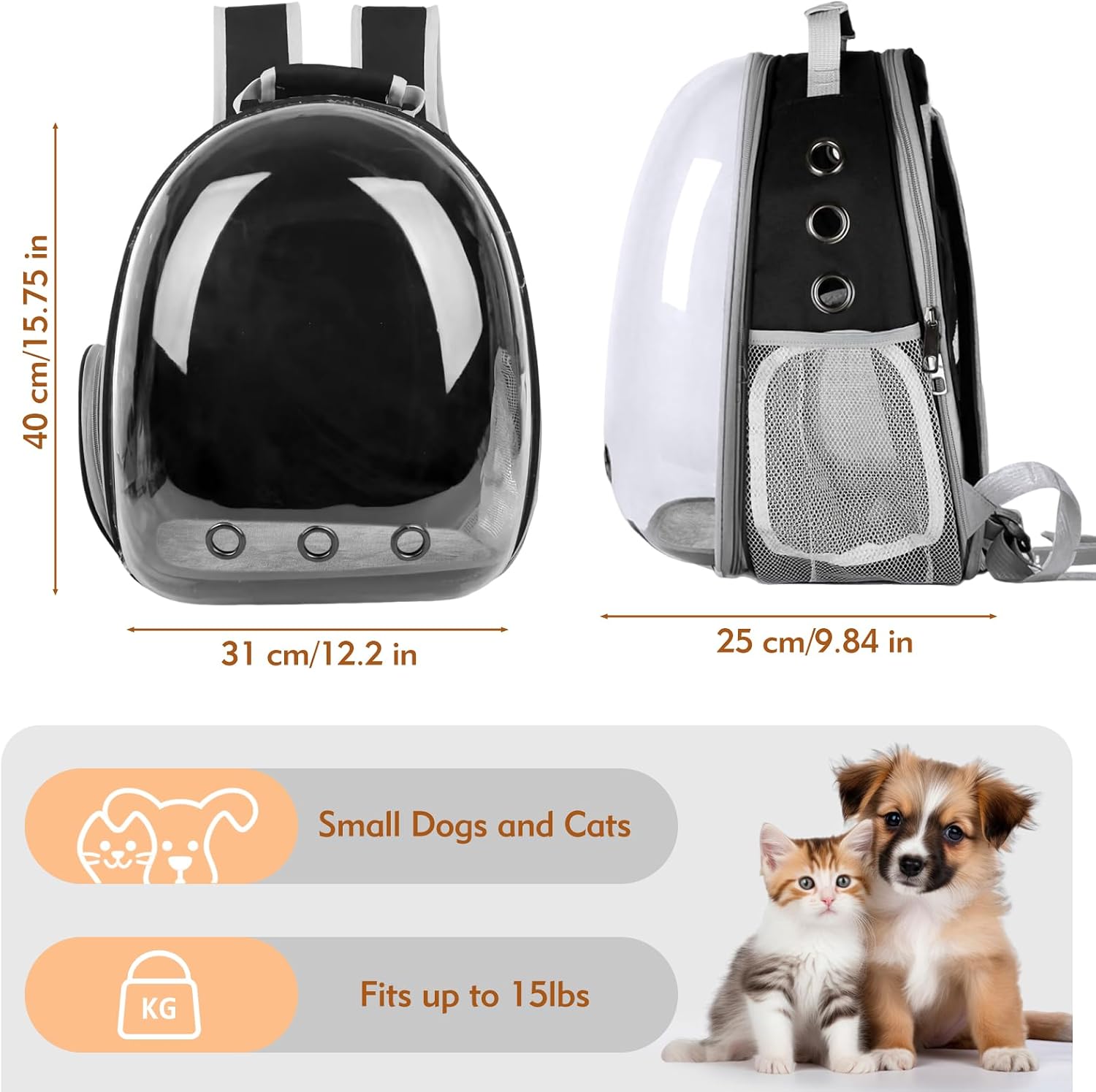 Cat Carrier Backpack, Cat Carrier Backpack for Small Medium Cat Puppy Dog, Transparent Space Capsule Pat Carrier Backpack, Airline-Approved Pet Carrier, Designed for Travel Hiking Walking Camping - Image 2
