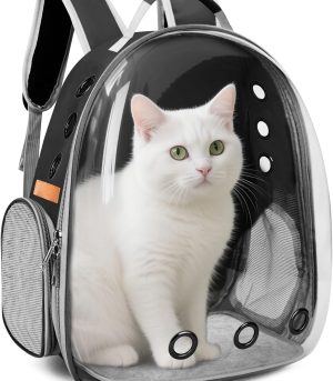 Cat Carrier Backpack, Cat Carrier Backpack for Small Medium Cat Puppy Dog, Transparent Space Capsule Pat Carrier Backpack, Airline-Approved Pet Carrier, Designed for Travel Hiking Walking Camping