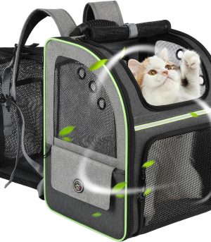 Cat Carrier Backpack, Large Cat Backpack Carrier Soft, Expandable Airline Approved Cat Carrier for Small Dogs Puppies Medium Cats Suitable for Hiking/Camping
