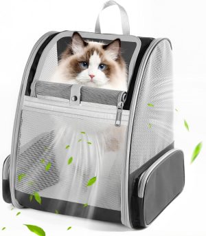 Cat Backpack Carrier, Pet Backpack Carrier Cats and Small Dogs, Collapsible Fully Ventilation Cat Backpack for Outdoors Hiking Camping Travel(up to 16.5lbs)