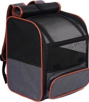 Cat Backpack Carrier, Breathable & Foldable Pet Carriers for Cats, Small Dogs and Rabbits Under 15 lbs, Airline Approved Dog & Cat Carrier Backpack for Hiking, Travel, Camping, Dark Gray