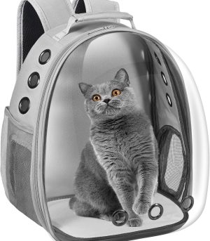 Cat Carrier Backpack, Pet Carrier Backpack Front Pack for Small Medium Cat Puppy Dog Carrier Backpack Bag Space Capsule, Airline-Approved Pet Carrier for Travel Hiking Walking Camping (Grey)